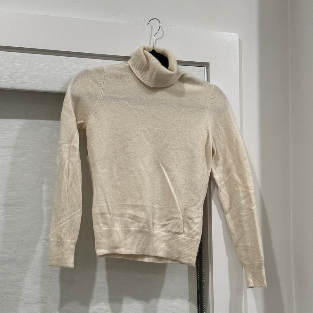 Lands' End Cream Cashmere Turtleneck